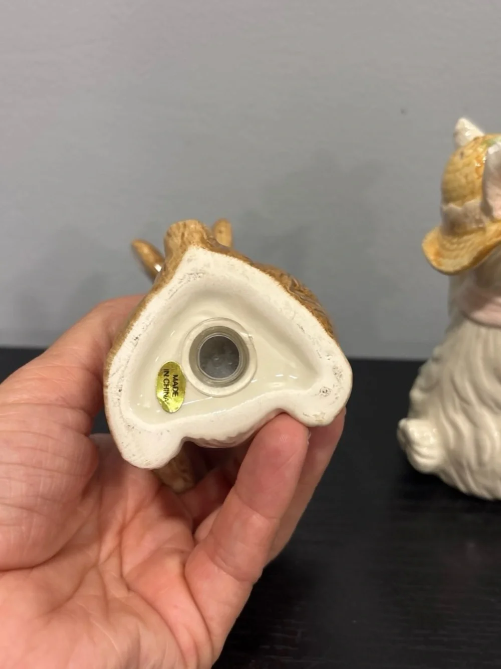 Ceramic Bunny Salt and Pepper Shaker Set -  one chip- country cottagecore